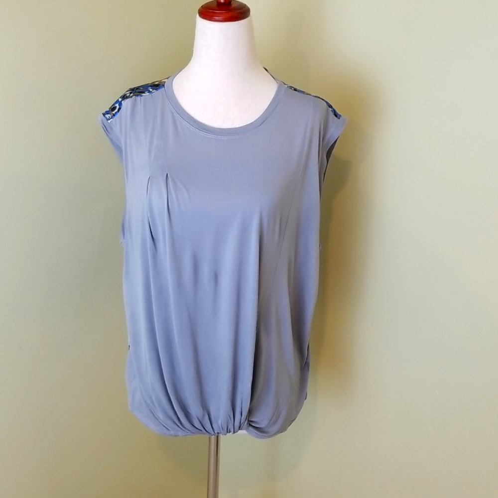 TINY Sleeveless Gray Shirt With Colorful Back By Anthropologie Size Medium